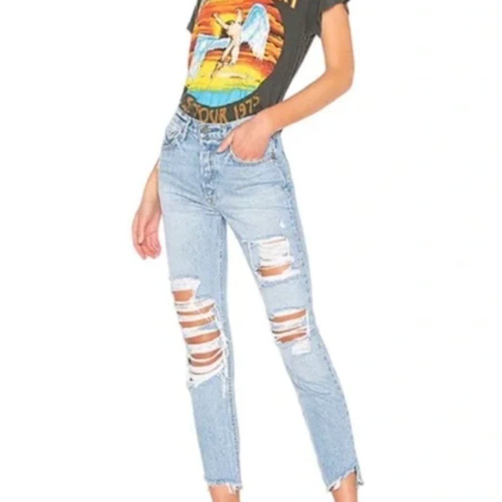 GRLFRND Karolina High-Rise Skinny Crop in Guess Again